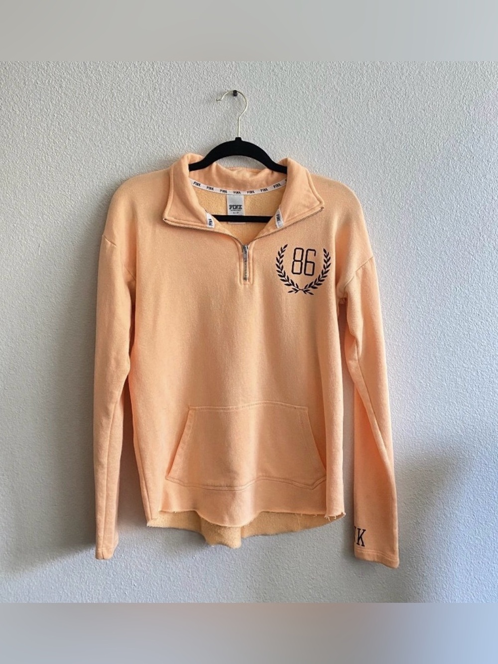 Victoria's Secret PINK Orange Quarter-Zip Pullover